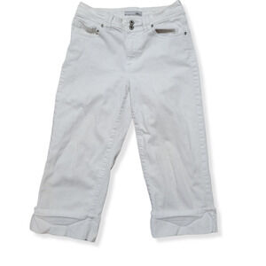 Chicos Elite white cropped cuffed high rise pants size 6